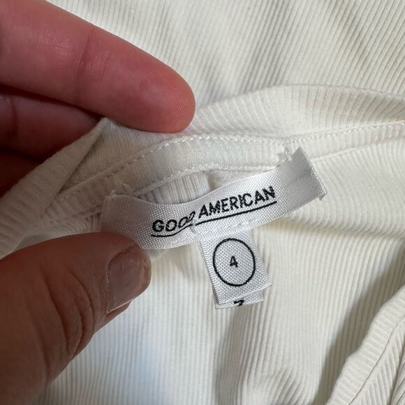 Good American Classic White Long Sleeve Ribbed Top Sz XL (4) - Picture 4 of 4
